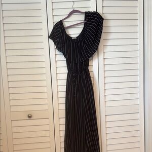 Active USA Black Ruffled Asymmetrical Jumpsuit